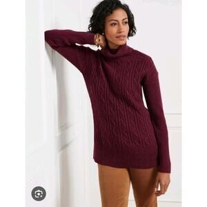 Talbots Plus Burgundy Cable Knit Turtleneck Thick Feminine Sweater Size 2X